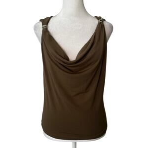 NA-KD brown cowlneck off the shoulder top top size S